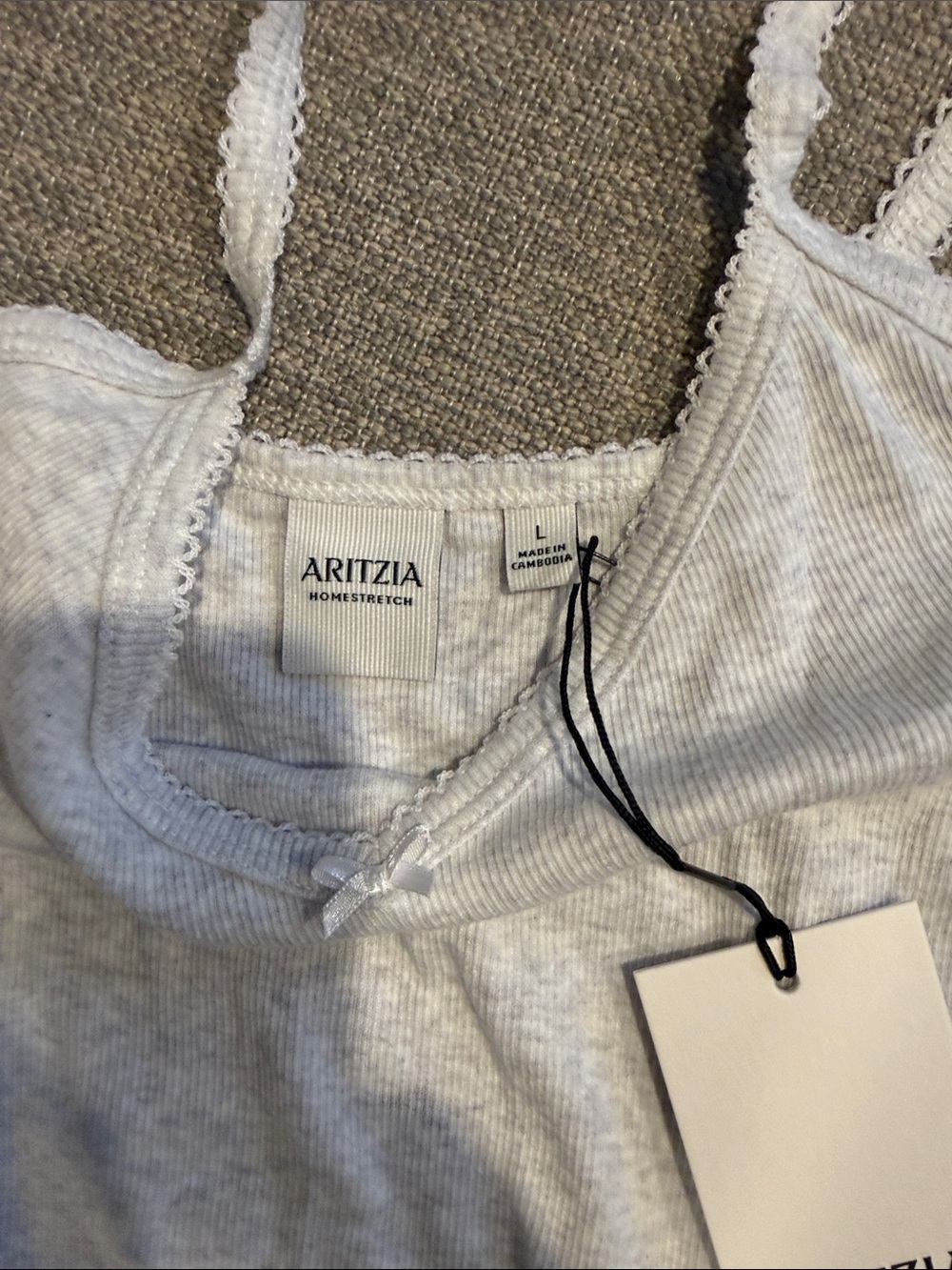 Aritzia Light Gray Ribbed Camisole Tank with Adjustable Straps - Picture 2 of 3